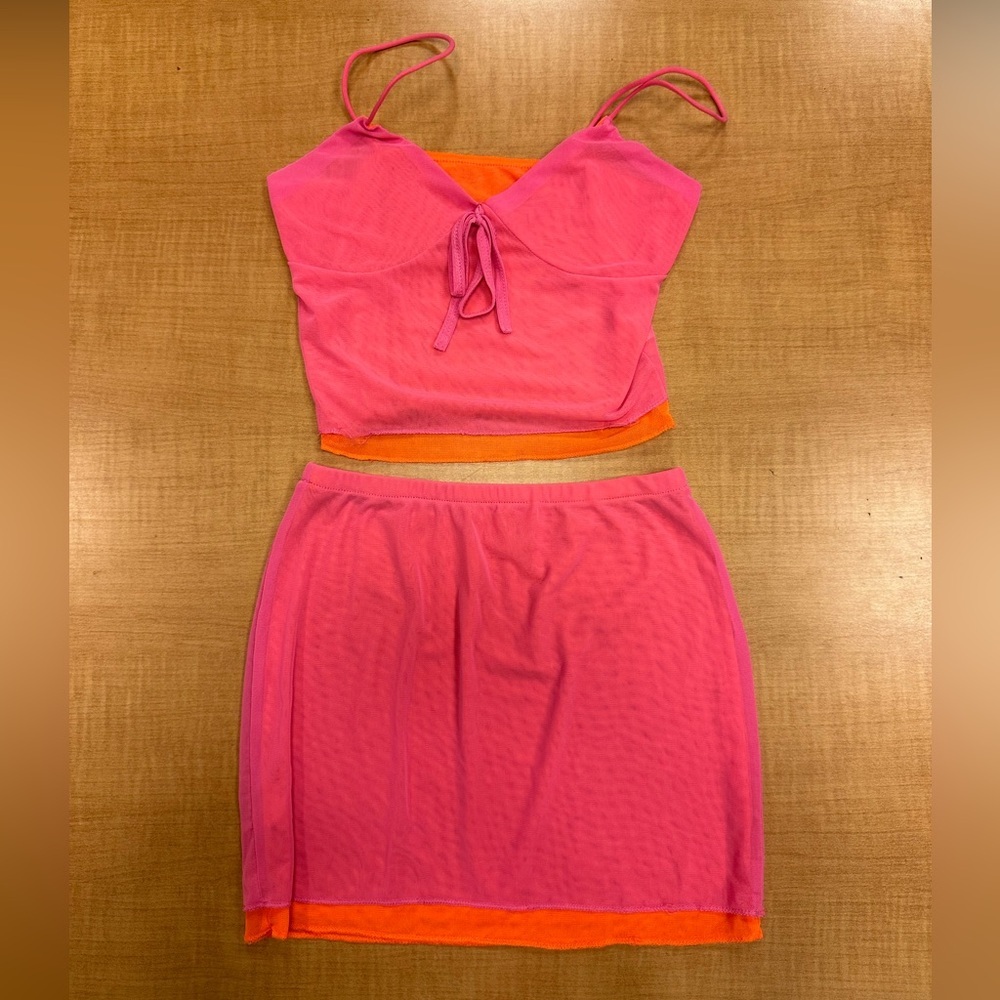 Pink and Orange Women's Skirt Set